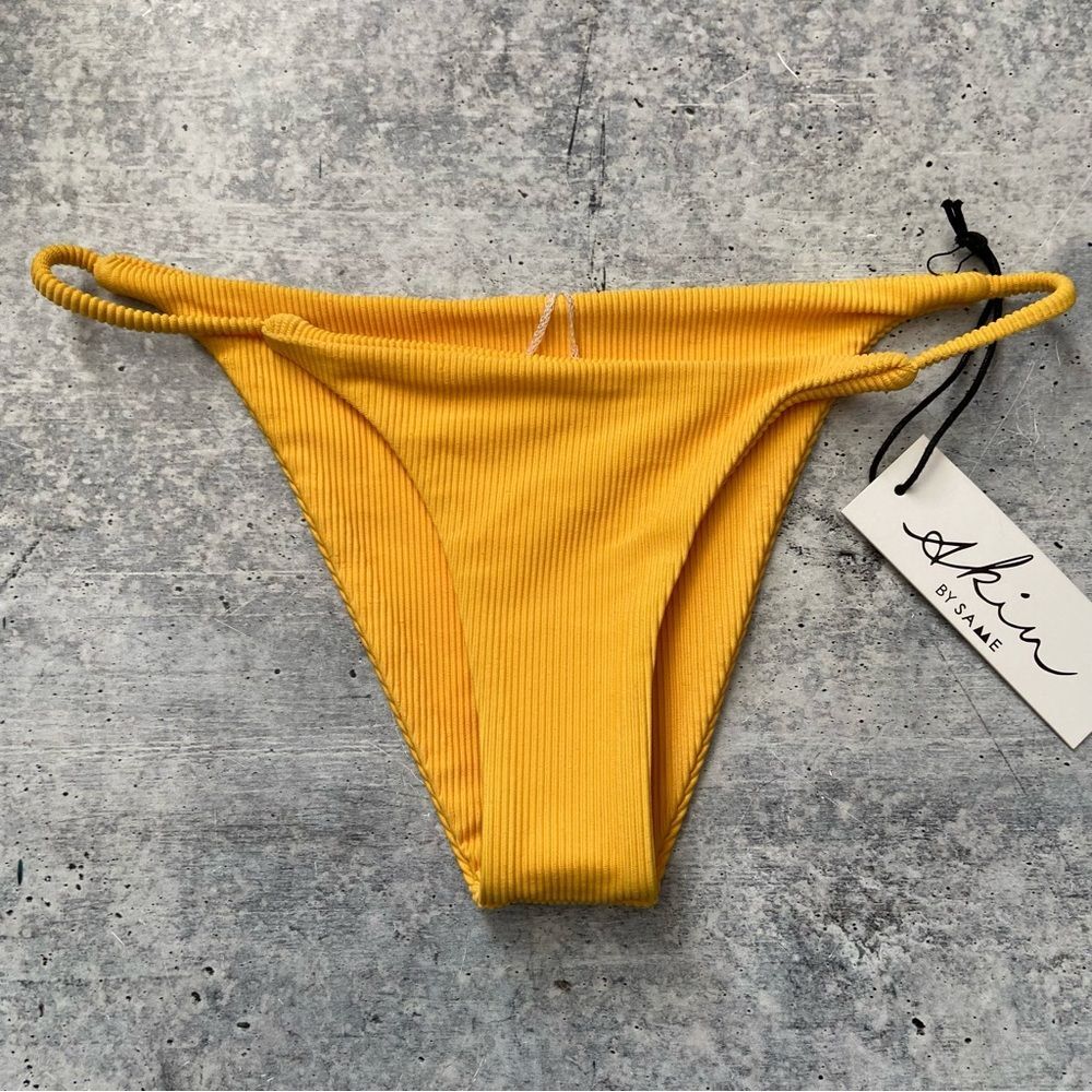 Skin by Same Yellow Ribbed Bikini Bottom XS